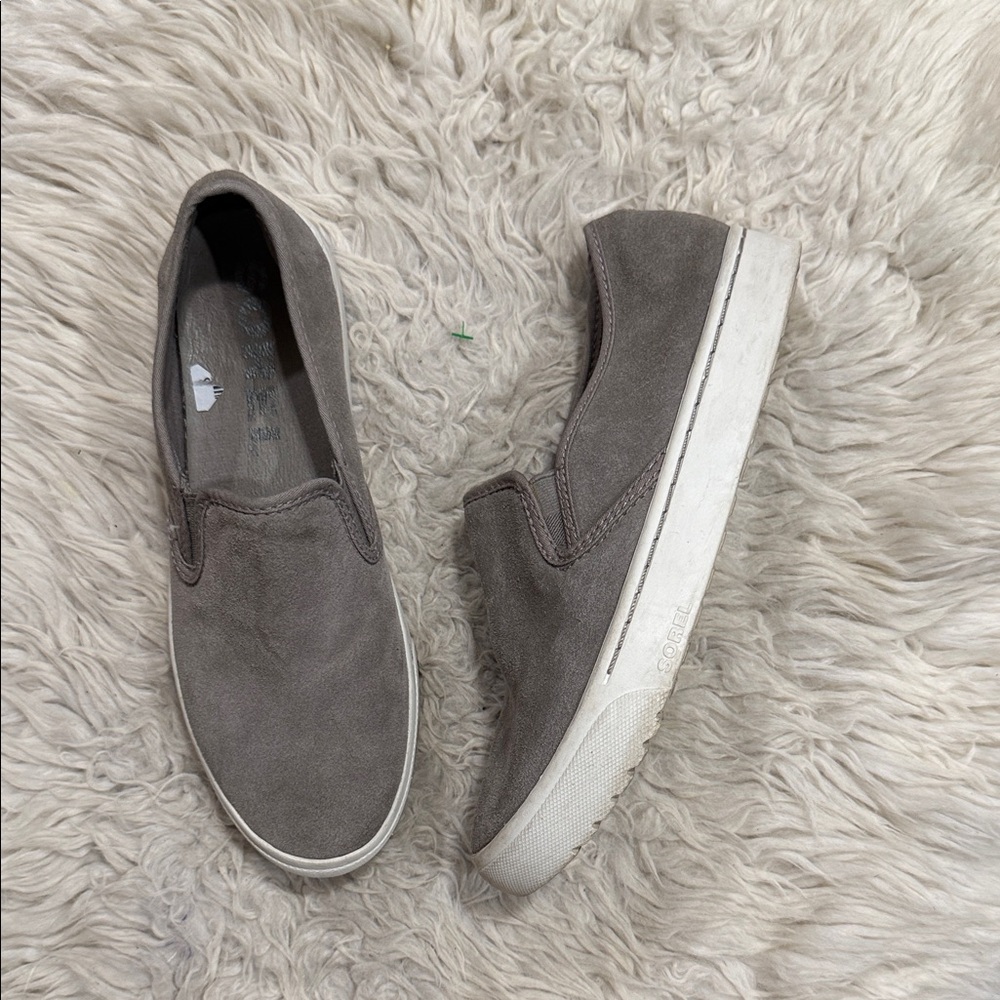 Sorel Gray Slip-On Suede Sneakers